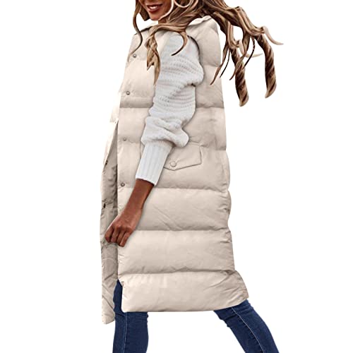 Weste Damen Lang Steppweste Winter Daunenweste Übergangsweste Winterjacke Longweste Winterweste Leichte Warm Gesteppt Casual Reißverschluss Pufferjacke Steppweste Winter Daunenweste (A #6, S) von Generisch