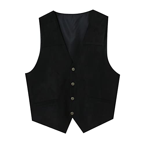 Weste Herren Wildleder Anzug - Lederweste Männer Braun Mittelalter Casual Vintage Western Cowboyweste Ärmellos Jacke Slim Fit Truckerweste Freizeitweste Leder Braun Biker Kutte Herrenwesten Weste Herren Wildleder Anzug - Lederweste Männer Braun Mittelalter Casual Vintage Western Cowboyweste Ärmellos Jacke Slim Fit Truckerweste Freizeitweste Leder Braun Biker Kutte Herrenwesten von Generisch