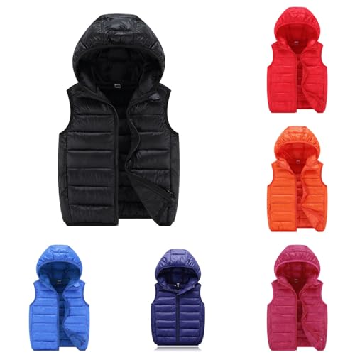 Weste Kinder Jungen Mädchen mit Kapuze Ärmellose Leichte Daunenweste Steppweste Winter Outdoor Winddicht Warm Jacke Weste Pufferweste mit Taschen Kapuzenweste Übergangsweste Geeignet von 3-15 Jahre von Generisch