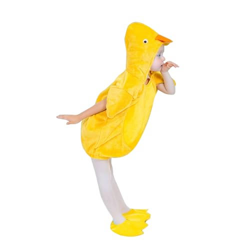 Weste Kleinkind Kinder Baby Jungen Mädchen 3D Tier Huhn Kostüm Unisex Ärmellose Fleece Kapuzenweste Tops Dress Up Übergroßen Mantel Cosplay Halloween Kostüm Kleidung T Shirt Junge (Yellow, 5-6 Years) von Generisch
