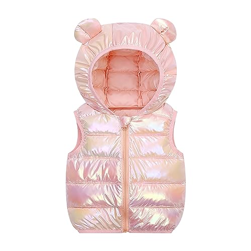 Westen Für Mädchen Daunenweste Winter Kapuzenweste Jungen Outdoor Winddicht Leicht Pufferweste Mit Kapuze Winterweste mit Bärenohren Kinderjacke Ohne Ärmel Leichte Steppweste Mantel Kinder 1-6 Jahre von Generisch