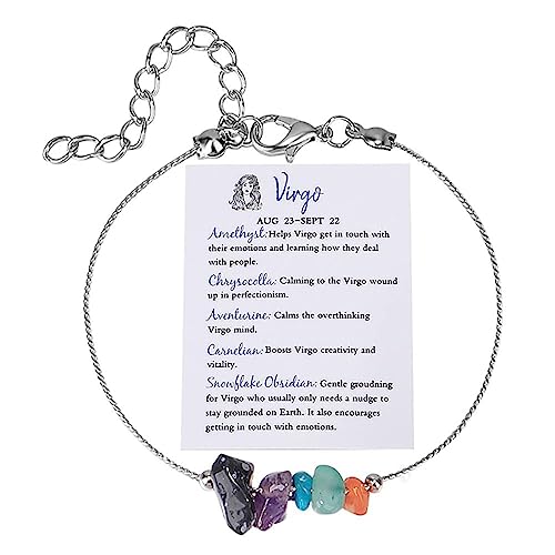 Western Creolen Stier Zwillinge Krebs Schütze Fußkettchen Sternzeichen Naturstein Bn0155-08e, Einheitsgröße, Naturstein, Kein edelstein von Generisch