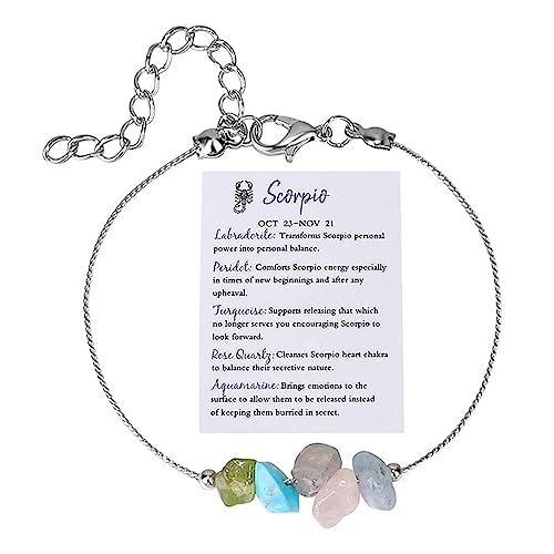 Western Creolen Stier Zwillinge Krebs Schütze Fußkettchen Sternzeichen Naturstein Bn0155-08e, Einheitsgröße, Stein, Kein Edelstein von Generisch