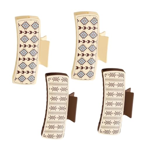 Western-Haarklammern, rutschfest, PU-Leder, große Clips für Damen, starker Halt, Haarschmuck für langes Haar, 4 Stück von Generisch