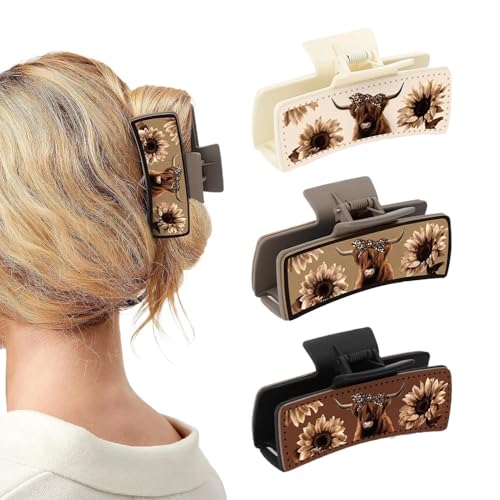Western-Haarspangen Für Frauen,Western-Krallenklammern - Western-Klauenklammern Aus PU-Leder Für Damen, 3 X - Dickes, Dünnes Haar-Accessoire, Ästhetisches Cowgirl-Zubehör, Haarspangen Mit Starkem Halt von Generisch