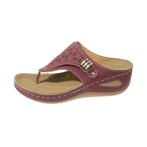 Western-Schal-Slides für Damen, geschnitzter Zehenclip, dicke Sohle, Sandalen, rot, 39.5 EU Western-Schal-Slides für Damen, geschnitzter Zehenclip, dicke Sohle, Sandalen, rot, 39.5 EU von Generisch