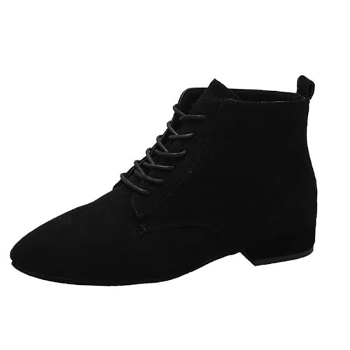 Western Stiefeletten Damen Leder Stiefeletten Damen Mit Absatz Elegant High Heels Vintage Damenstiefel Freizeit Reitstiefeletten Minimalist Ankle Boots Bequem Cowboy Boots Mode Schnürstiefel von Generisch