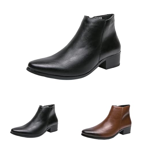 Western Stiefeletten Herren Leder Pu, Outdoor Stiefel Herren Wasserdicht Bootsschuhe Chelsea Boots Trekkingschuhe Ohne Schnürsenkel Freizeitschuhe Vegan Arbeitsschuhe rutschfeste Desert Boot von Generisch