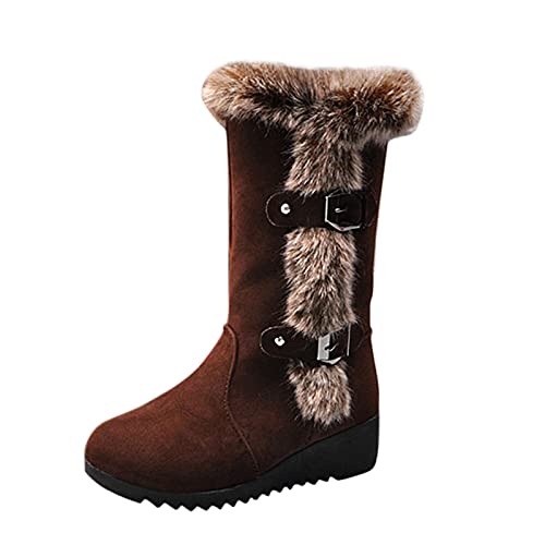 Westernstiefel Damen Wildleder Stiefeletten Damenstiefel Warm Plüsch Winterboots Gefüttert Winterstiefel Cowboystiefel Kurzstiefel Ankle Boots Herbst Winter Arbeitsstiefel Halbstiefel von Generisch