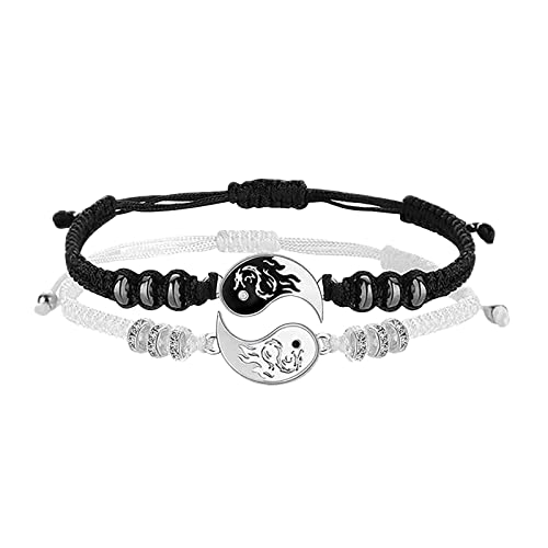 Westlicher Modeschmuck, passende Yin- und Yangs-Seil-Armbänder für Beziehungen, Valentinstagsgeschenk, Einheitsgröße, Metall, Kein Edelstein von Generisch