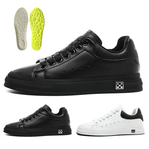 White Casual Shoes, Shoes Men's 6/8 cm Classic with Breathable and Soft Sole, Breathable Non-Slip Invisible Elevate Shoes Women (Schwarz, Erwachsene, 39, Numerisch, EU Schuhgrößensystem, M) von Generisch