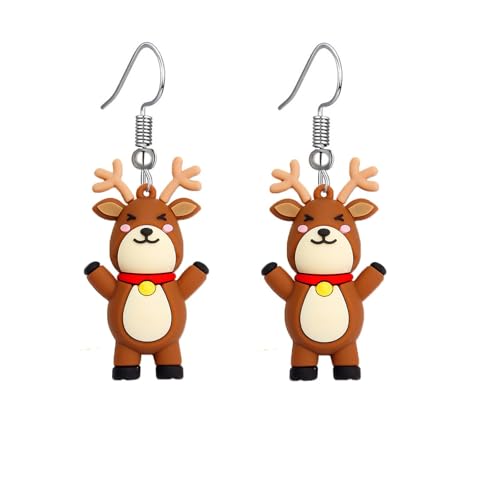 Wikinger Ohrringe Herren Tree Man Snowman Bell Boots Old Man Candy Cane Gloves Earrings Ohrringe Name (Red, One Size) von Generisch