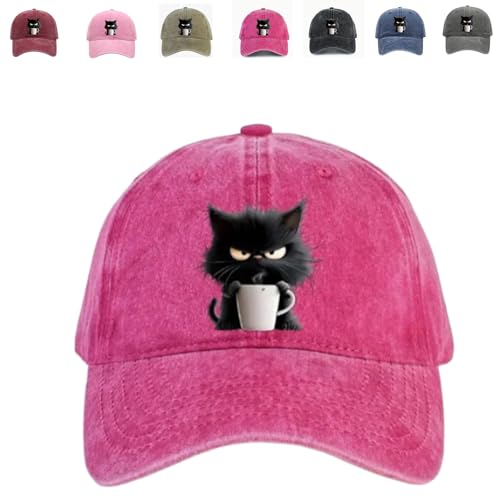 Wild, Aber Modisch – Grumpy Cat Coffee Hat, Verstellbare Baseballkappe Aus Baumwolle FüR Katzenliebhaber, Snapback-Trucker-MüTze FüR MäNner Und Frauen, Lustiger Low-Profile-Vintage-Stil (#4) von Generisch