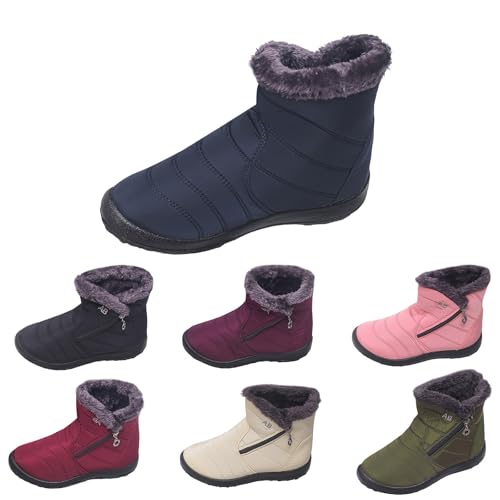 Wildleder Stiefeletten Damen Winterstiefel Damen Winter Fleece Gefüttert Dicke Schneestiefel Ankle Boots Stiefeletten Bequem Wasserdicht rutschfest Breite Schuhe Wasserdicht von Generisch