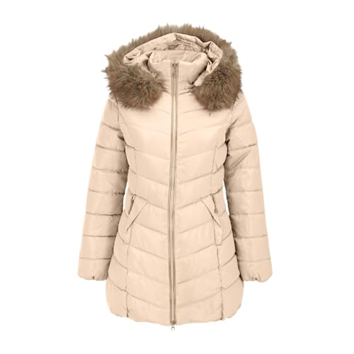 Wildlederjacke Damen, Fleece Damen Jacke, Wintermantel Lang Winterjacke Warm Winter Puffer Jacke Steppjacke Mit Kapuze Gesteppter Daunenjacke Mantel Steppmantel Parka Übergangsjacke von Generisch
