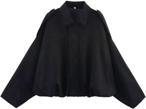 Wildlederjacke Damen Kurz,Oversized Bomberjacke aus weichem Kunstwildleder mit Fleece-Futter,Streetwear Winterjacke für Herbst Übergangszeit,Kurze Jacke Mit Durchgehendem Reißverschluss und Revers von Generisch