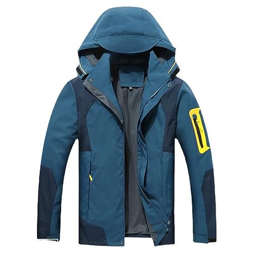 Winddichte Jacke für Herren UK – leichter Bergsteigermantel, mehrere Taschen, Outdoor-Kletterjacke, lässig, winddicht, bequem, Windbreaker-Jacke mit Reißverschlusstaschen, blau, 3XL von Generisch