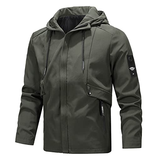 Winddichte taktische Jacken für Herren, Winter, Outdoor, Wandern, Softshell-Jacke, einfarbig, Größe 3XL-7XL, grün, 7XL von Generisch