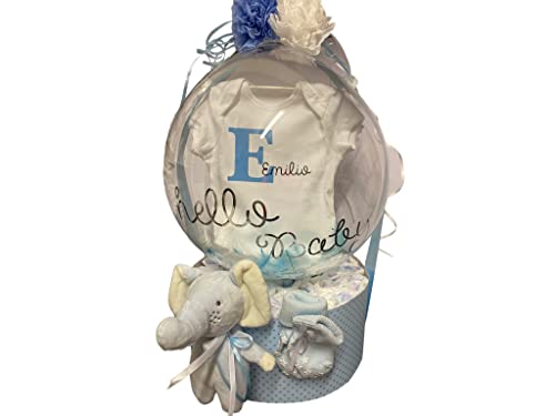 Windeltorte Ballon Body Blau Weiss personalisiert Handmade Sinchns Bastelzauber von Generisch