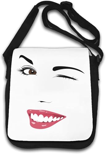 Wink Eyebrow Smile Graphic Umhängetasche weiß von Generisch