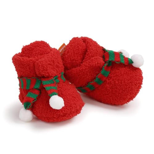 Winter Babyschuhe mit weicher Sohle gefüttertem Fleece Rutschfester Sohle für erste Schritte bei kaltem Wetter (Red, 6-12 Months) von Generisch