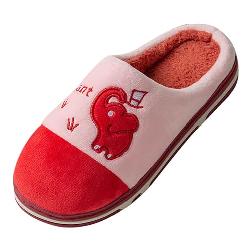 Winter Damenschuhe Paare Männer Frauen Slip On Pelzigen Plüsch Flache Hause Winter Runde Zehe Halten Warm Cartoon Drucke Hausschuhe Schuhe Orthopädische Schuhe Damen (43) von Generisch
