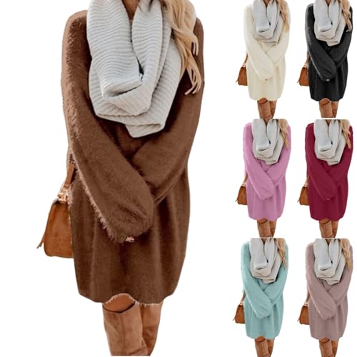 Winter Dresses For Women, Strickkleid Damen Winter - Longpullover Lang Strick Winterkleid Oversize Lässig Pulloverkleid Strickpullover Herbstkleid Damenkleider Dress Knielang Pulli Langarm Wollkleid von Generisch