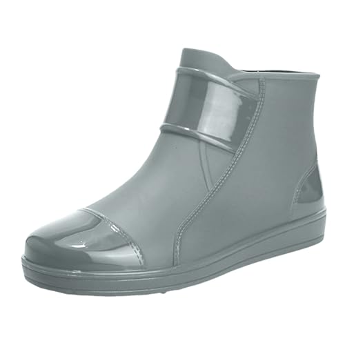 Winter Gummistiefel Damen Stiefel Weiter Schaft Men's Rain Boots Water Shoes Top Rubber Shoes Casual Fashion Outdoor Work Fishing Car Wash Kitchen Non Slip Overshoes Rain Wasserfeste Schuhe (Grey,43) von Generisch