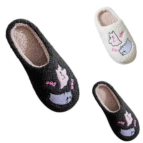 Winter Hausschuhe Damen Plüsch Filzpantoffeln Damen Warm Flauschig rutschfest Pantoletten Weiche Leicht Slippers Geschlossen Filzhausschuhe Flache Bequeme Hauspatschen Unisex Hauspantoffeln von Generisch