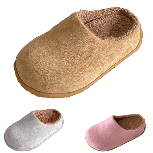 Winter Hausschuhe Damen Plüsch Warm Filzpantoffeln Damen rutschfest House Slippers Leicht Winterhausschuhe Weiche Unisex Pantoletten Flache Hauspatschen Flauschig Geschlossen Filzhausschuhe von Generisch