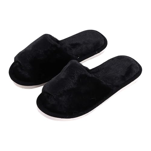 Winter Hausschuhe Damen Warm Hausschuhe Damen 42 Damen Strandsandalen Hohl Casual Hausschuhe Flache Schuhe Retro Sandalen Hausschuhe Damen Fell Lammfell Pantoffeln Damen (Black, 45) von Generisch