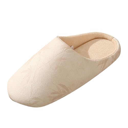 Winter Hausschuhe Damen Warm Hausschuhes Damen Geschlossen rutschfest Japanisch Winterschuhe Warm Gefüttert Einfarbig Hausschuhe Plüsch Hauslatschen Für Gestreifte Gästehausschuhe Slip On Slippers von Generisch