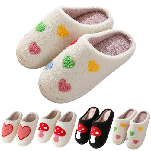 Winter Hausschuhe Damen Warm Lustig Filzhausschuhe Für Damen Mit Gummisohle Baumwollschuhe Flauschige Filzpantoffeln Rutschfeste Hauspantoffeln Thermo Halloween-Hausschuhe Witzige Winterhausschuhe von Generisch