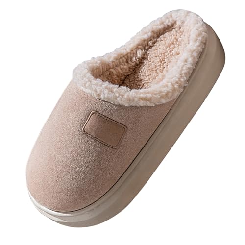 Winter Hausschuhe Damen Wolle - Pantoffeln Damen Plüsch Rutschfest Pantoletten Dicke Sohle Hauspantoffeln Plus Filzpantoffeln Unisex Winterhausschuhe Bequem Heimschuhe Casual Schlupfschuhe von Generisch