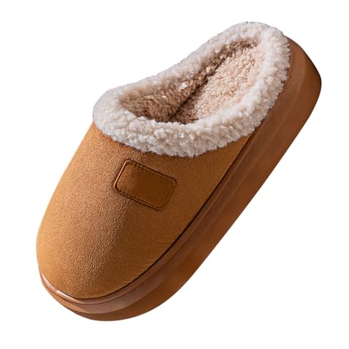 Winter Hausschuhe Damen Wolle - Pantoffeln Damen Plüsch Rutschfest Pantoletten Dicke Sohle Hauspantoffeln Plus Filzpantoffeln Unisex Winterhausschuhe Bequem Heimschuhe Casual Schlupfschuhe von Generisch