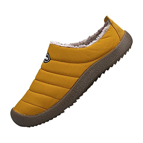 Winter Hausschuhe Herren Gefüttert, Outdoor Stiefel Herren Breite Füße, Herbstschuhe Flach Thermostiefel Wandern Freizeitschuhe Hinten Offen Winterschuhe Warme Trekkingschuhe Breite Füße Schneeschuh von Generisch