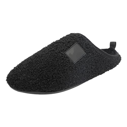 Winter Hausschuhe für Damen Baumwolle Bequeme Slipper mit samtiger Innenausstattung ideal für den Innenbereich weiche Sohle perfekte warme Begleiter (Black, 45) von Generisch