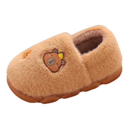 Winter-Hausschuhe für Mädchen mit Dicker Sohle weich warm gemütliches Design für kleine Kinderfüße (Coffee, 28 Little Child) von Generisch