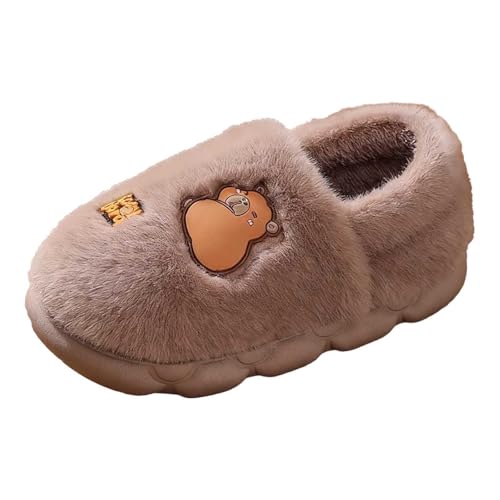 Winter-Hausschuhe für Mädchen mit Dicker Sohle weich warm gemütliches Design für kleine Kinderfüße (Grey, 29.5 Little Child) von Generisch