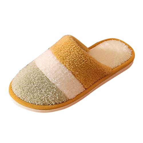 Winter Hausschuhes Damen Hausschuhe Filzsohle Warm Sohle Slip On Filzhausschuhe Gestreifte Filzpantoffeln Rutschfest Hauslatschen Für Wollkies Winterschuhe Minimalist Gästehausschuhe von Generisch