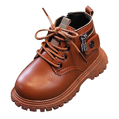 Winter Mädchen Britischen Stil Single Boot Seitlichem Reißverschluss Mode Kurze Schuhe Winter Boot Boy (Brown, 24) von Generisch