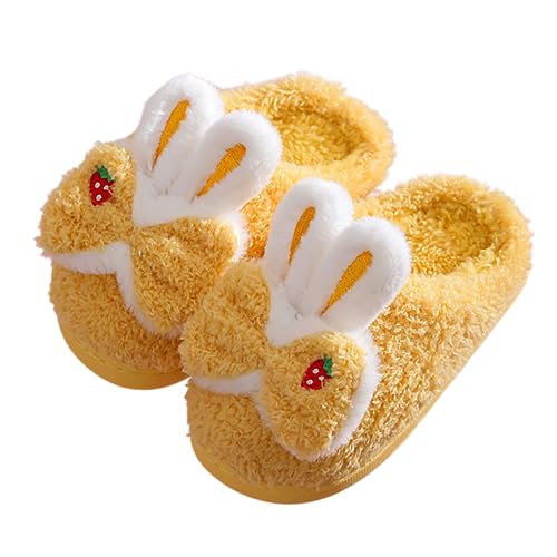 Winter Nicht Slip Kinder Warme Plüsch Baumwolle Hausschuhe Eltern Kind Mutter Tochter Nette Hause Innen Mädchen Hausschuhe (Yellow, 32) von Generisch