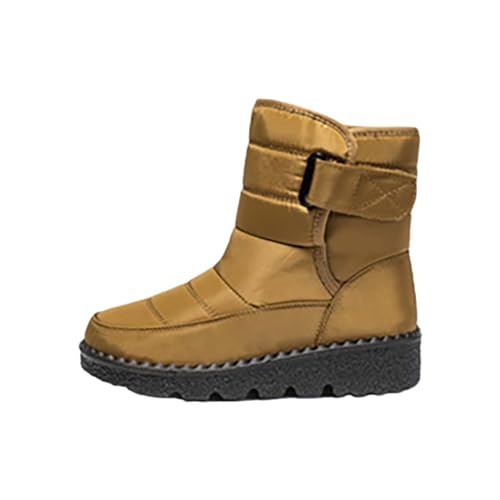 Winter Plateau Rutschfest Stiefeletten Bequem Thermo Fleece Gefüttert Winterstiefel Freizeit Breite Fuße Kurzstiefel Mode Ohne Schnürsenkel Klettverschluss Schneestiefel von Generisch