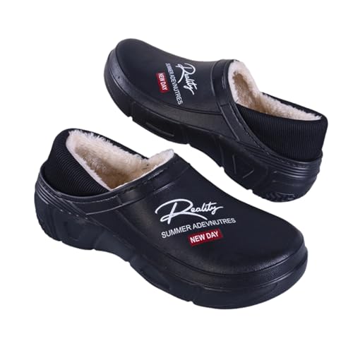 Winter Plüsch Hausschuhe EVA Baumwolle Gepolsterte Clogs Indoor Outdoor Freizeitschuhe Größe 39-44 Dicke Warm Gefüttert, Schwarz , 37.5/38 EU von Generisch