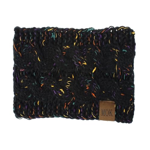 Winter Samt Gestrickte Wolle Stirnband Elastische Haar Breite Wrap Ohr Wärmer Haar Zubehör Antirutsch Gummiband (Black, One Size) von Generisch
