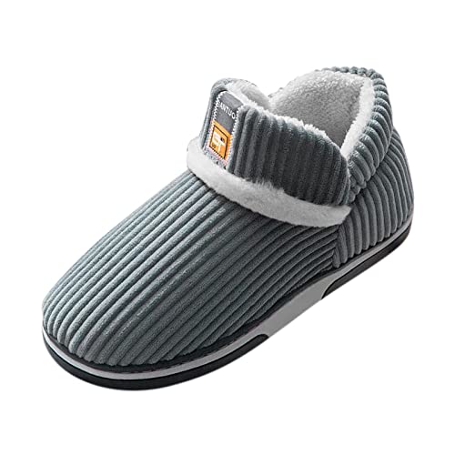 Winter Schuhe Für Herren Boots Männer Warme Hausschuhe Warme Baumwollhausschuhe Winterhausbaumwollhausschuhe Mode Niedlich Bedruckte Thermohausschuhe Lässige Hausschuhe Walking Schuhe (Grey, 44-45) von Generisch
