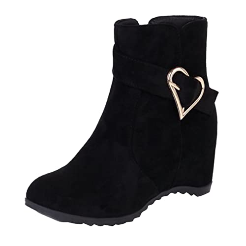 Winter Stiefeletten Damen Leder Wasserfeste Schuhe Damen Stiefel Damenstiefel Wasserdicht Retro-Stil Halbhoch Mit Absatz Bequeme rutschfest Gefüttert Reißverschluss von Generisch