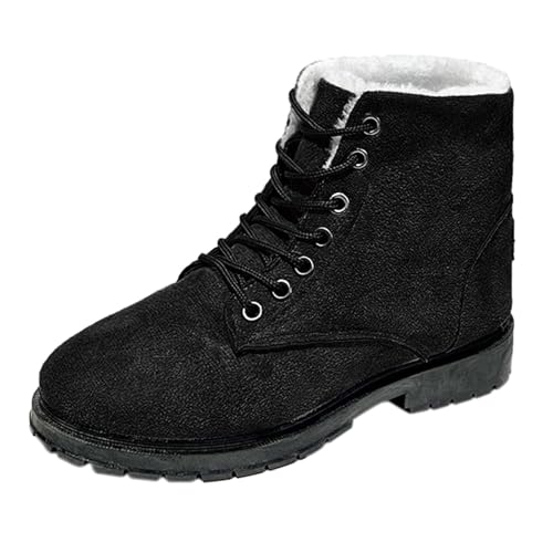 Winter Thermo Fleece Gefüttert Schnürstiefel Outdoor Rutschfest Wasserdicht Wildleder Stiefeletten Bequem Keilabsatz Winterstiefel Freizeit Breite Fuße Orthopädische Bikerboots von Generisch
