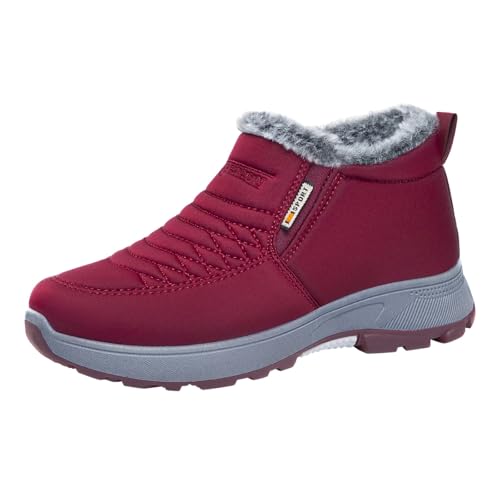 Winter Thermo Fleece Gefüttert Stiefeletten Minimalistisch Slip on Wasserdicht Stiefel Freizeit Plateau Rutschfest Boots Bequem Breite Fuße Ohne Schnürsenkel Kurzstiefel von Generisch