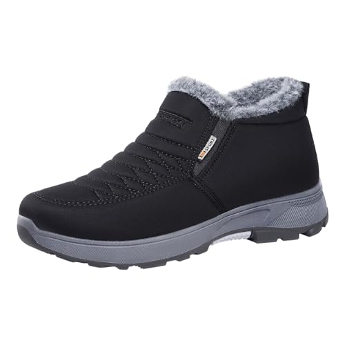 Winter Thermo Fleece Gefüttert Stiefeletten Minimalistisch Slip on Wasserdicht Stiefel Freizeit Plateau Rutschfest Boots Bequem Breite Fuße Ohne Schnürsenkel Kurzstiefel von Generisch